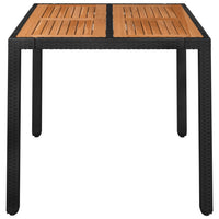Thumbnail for Gartentisch mit Holzplatte Schwarz 90x90x75 cm Poly Rattan