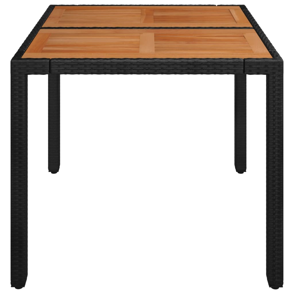 Gartentisch mit Holzplatte Schwarz 90x90x75 cm Poly Rattan