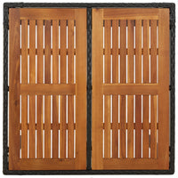 Thumbnail for Gartentisch mit Holzplatte Schwarz 90x90x75 cm Poly Rattan