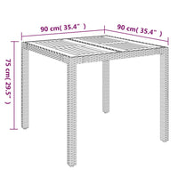 Thumbnail for Gartentisch mit Holzplatte Schwarz 90x90x75 cm Poly Rattan