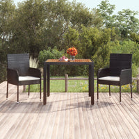 Thumbnail for Gartentisch mit Holzplatte Schwarz 90x90x75 cm Poly Rattan