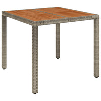 Thumbnail for Gartentisch mit Holzplatte Grau 90x90x75 cm Poly Rattan