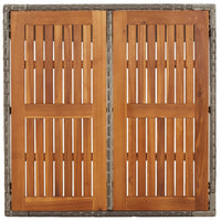Thumbnail for Gartentisch mit Holzplatte Grau 90x90x75 cm Poly Rattan