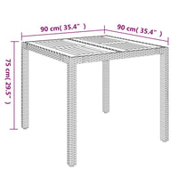 Thumbnail for Gartentisch mit Holzplatte Grau 90x90x75 cm Poly Rattan
