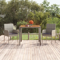 Thumbnail for Gartentisch mit Holzplatte Grau 90x90x75 cm Poly Rattan