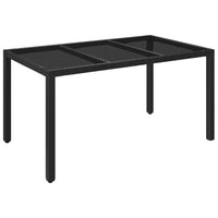 Thumbnail for Gartentisch mit Glasplatte Schwarz 150x90x75 cm Poly Rattan