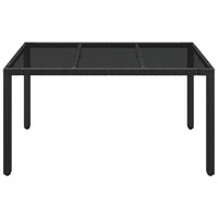 Thumbnail for Gartentisch mit Glasplatte Schwarz 150x90x75 cm Poly Rattan