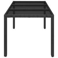 Thumbnail for Gartentisch mit Glasplatte Schwarz 150x90x75 cm Poly Rattan