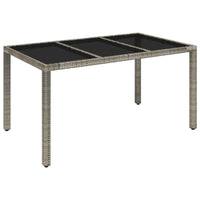 Thumbnail for Gartentisch mit Glasplatte Grau 150x90x75 cm Poly Rattan