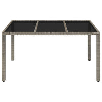 Thumbnail for Gartentisch mit Glasplatte Grau 150x90x75 cm Poly Rattan