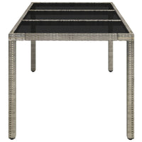 Thumbnail for Gartentisch mit Glasplatte Grau 150x90x75 cm Poly Rattan