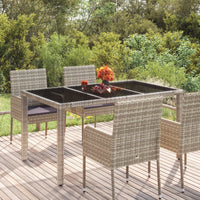 Thumbnail for Gartentisch mit Glasplatte Grau 150x90x75 cm Poly Rattan