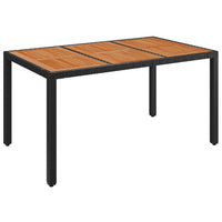 Thumbnail for Gartentisch mit Holzplatte Schwarz 150x90x75 cm Poly Rattan