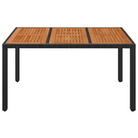 Thumbnail for Gartentisch mit Holzplatte Schwarz 150x90x75 cm Poly Rattan
