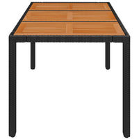 Thumbnail for Gartentisch mit Holzplatte Schwarz 150x90x75 cm Poly Rattan