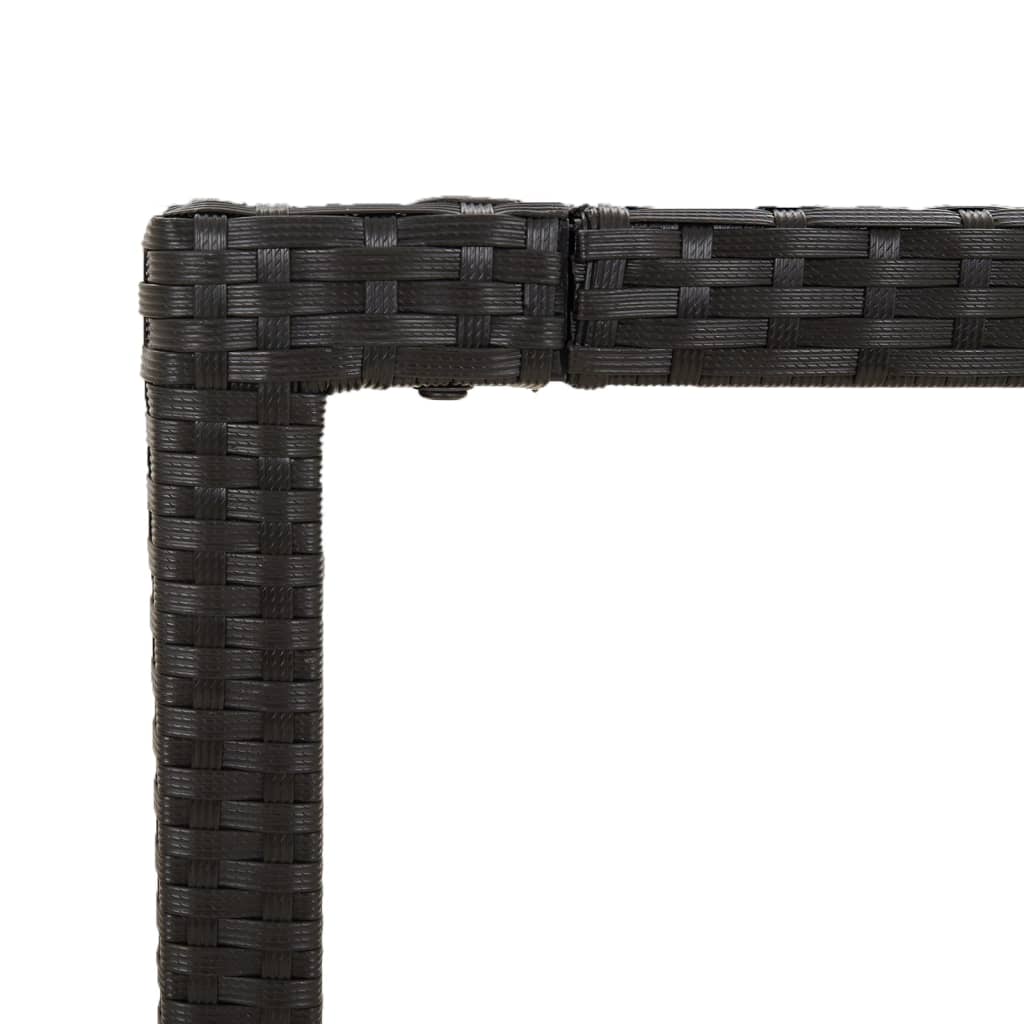 Gartentisch mit Holzplatte Schwarz 150x90x75 cm Poly Rattan