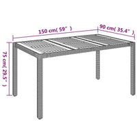 Thumbnail for Gartentisch mit Holzplatte Schwarz 150x90x75 cm Poly Rattan
