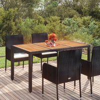 Thumbnail for Gartentisch mit Holzplatte Schwarz 150x90x75 cm Poly Rattan