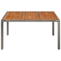 Thumbnail for Gartentisch mit Holzplatte Grau 150x90x75 cm Poly Rattan