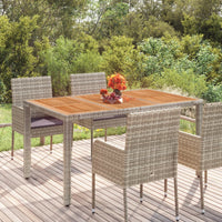 Thumbnail for Gartentisch mit Holzplatte Grau 150x90x75 cm Poly Rattan
