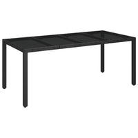 Thumbnail for Gartentisch mit Glasplatte Schwarz 190x90x75 cm Poly Rattan