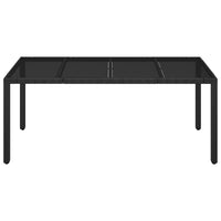 Thumbnail for Gartentisch mit Glasplatte Schwarz 190x90x75 cm Poly Rattan