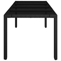 Thumbnail for Gartentisch mit Glasplatte Schwarz 190x90x75 cm Poly Rattan