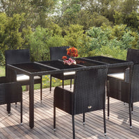Thumbnail for Gartentisch mit Glasplatte Schwarz 190x90x75 cm Poly Rattan