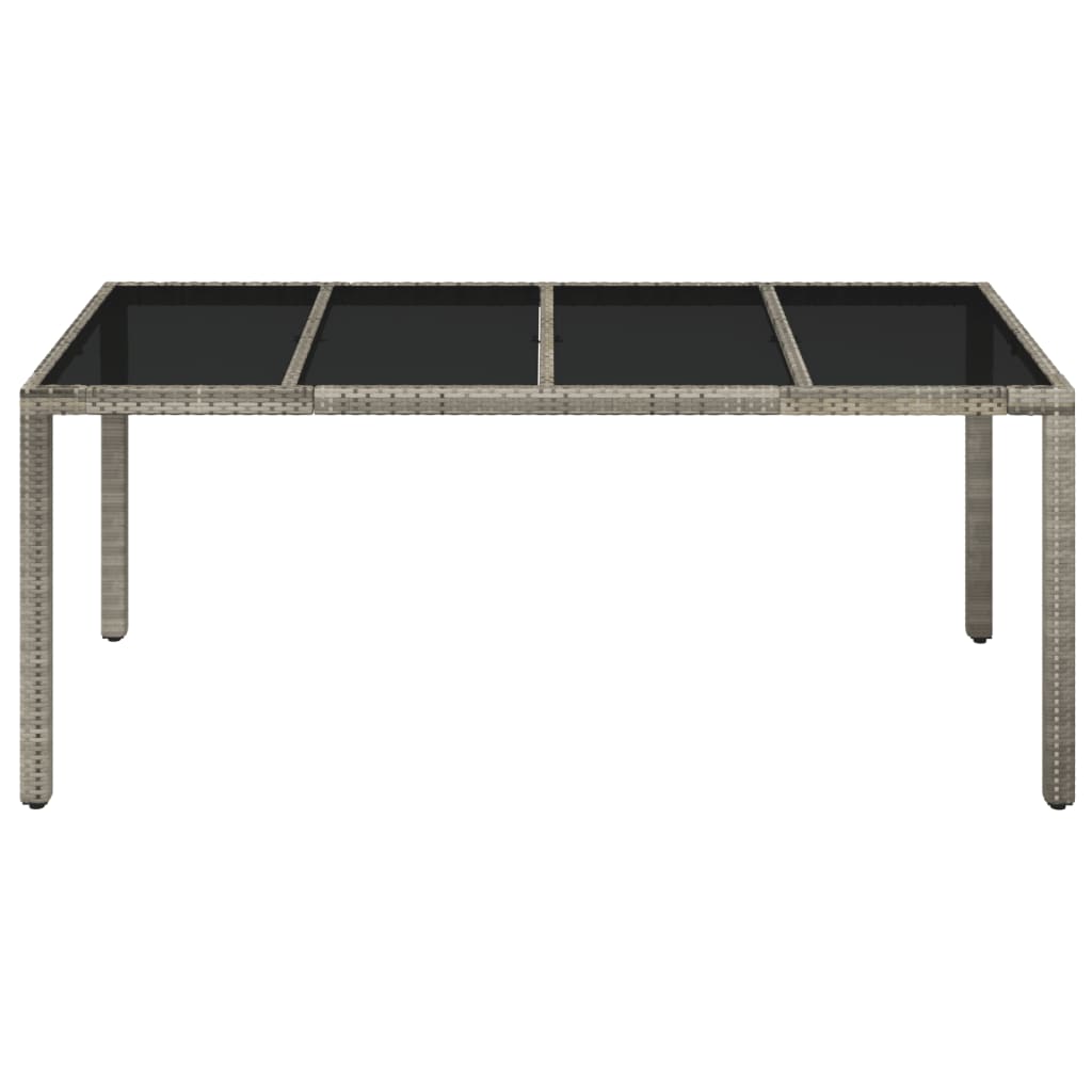 Gartentisch mit Glasplatte Grau 190x90x75 cm Poly Rattan