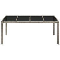 Thumbnail for Gartentisch mit Glasplatte Grau 190x90x75 cm Poly Rattan
