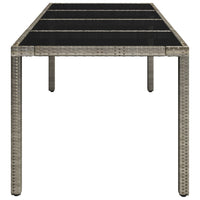 Thumbnail for Gartentisch mit Glasplatte Grau 190x90x75 cm Poly Rattan