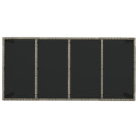 Thumbnail for Gartentisch mit Glasplatte Grau 190x90x75 cm Poly Rattan