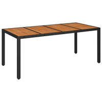 Thumbnail for Gartentisch mit Holzplatte Schwarz 190x90x75 cm Poly Rattan