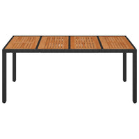 Thumbnail for Gartentisch mit Holzplatte Schwarz 190x90x75 cm Poly Rattan