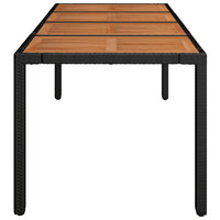 Thumbnail for Gartentisch mit Holzplatte Schwarz 190x90x75 cm Poly Rattan