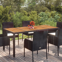 Thumbnail for Gartentisch mit Holzplatte Schwarz 190x90x75 cm Poly Rattan