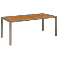 Thumbnail for Gartentisch mit Holzplatte Grau 190x90x75 cm Poly Rattan