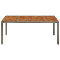 Thumbnail for Gartentisch mit Holzplatte Grau 190x90x75 cm Poly Rattan