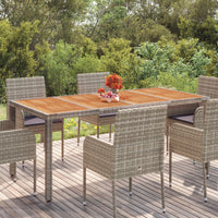 Thumbnail for Gartentisch mit Holzplatte Grau 190x90x75 cm Poly Rattan