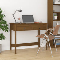 Thumbnail for Schreibtisch mit Schubladen Honigbraun 100x50x78 cm Massivholz