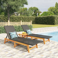 Thumbnail for 3-tlg. Garten-Lounge-Set Poly Rattan & Massivholz Akazie