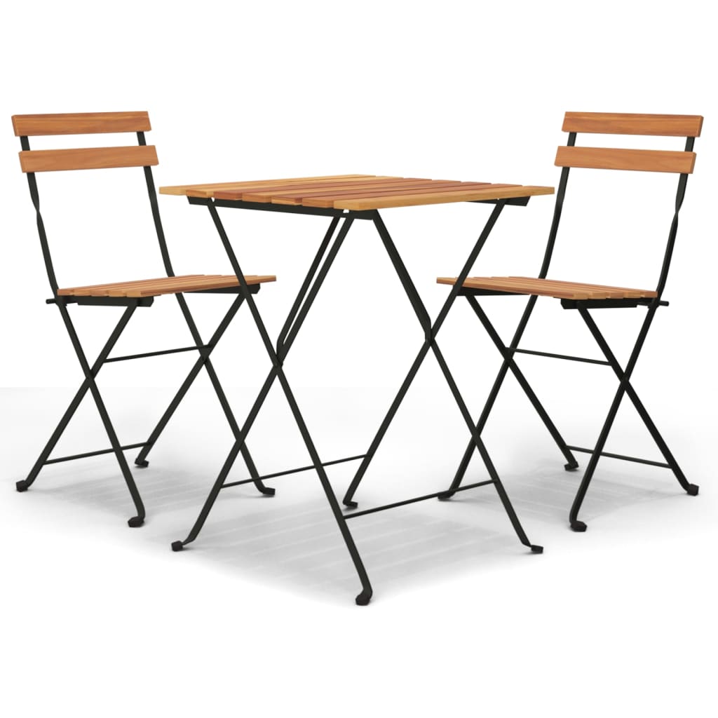 3-tlg. Bitro-Set Klappbar Massivholz Teak und Stahl