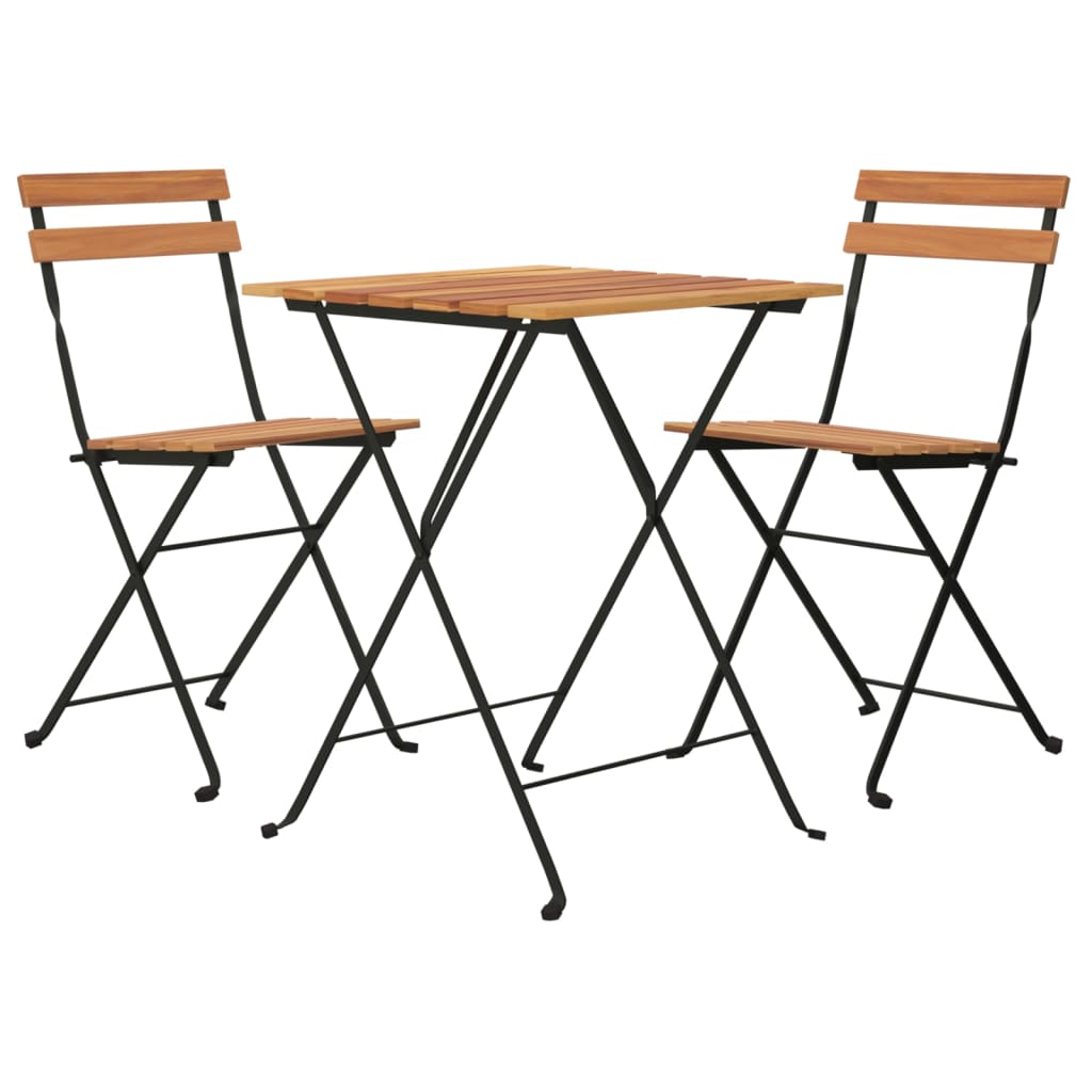 3-tlg. Bitro-Set Klappbar Massivholz Teak und Stahl