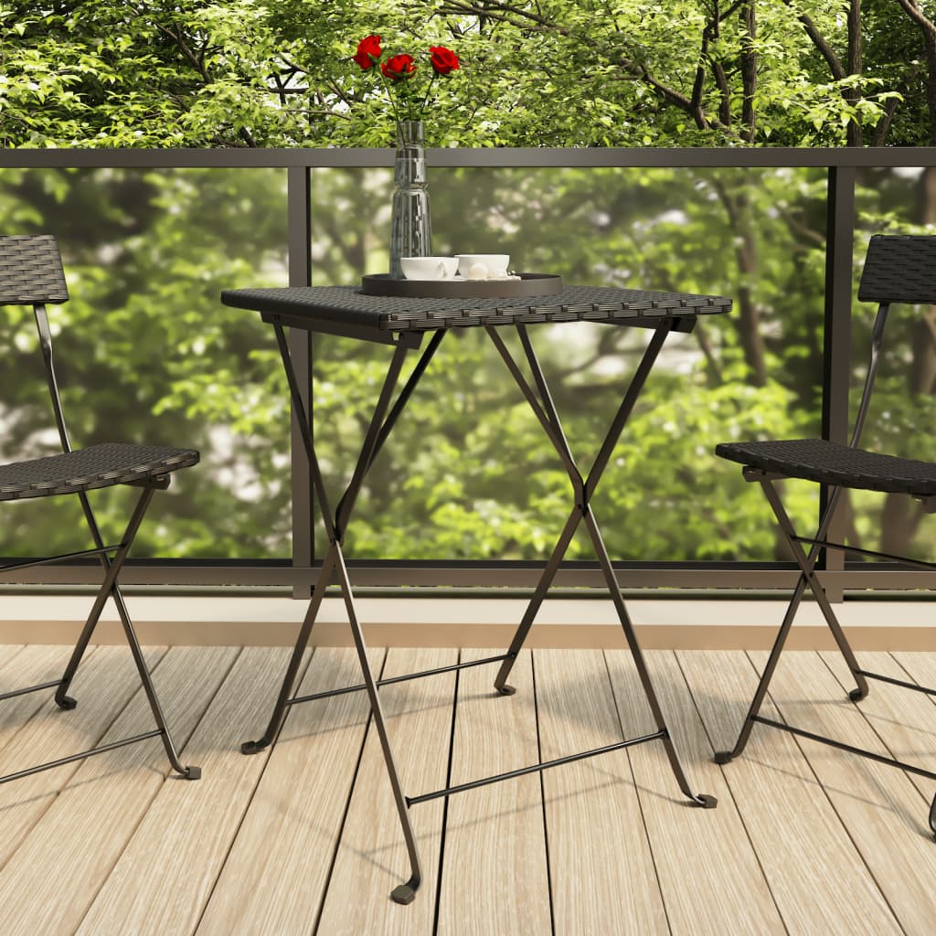 Bistrotisch Klappbar Schwarz 55x54x71 cm Poly Rattan