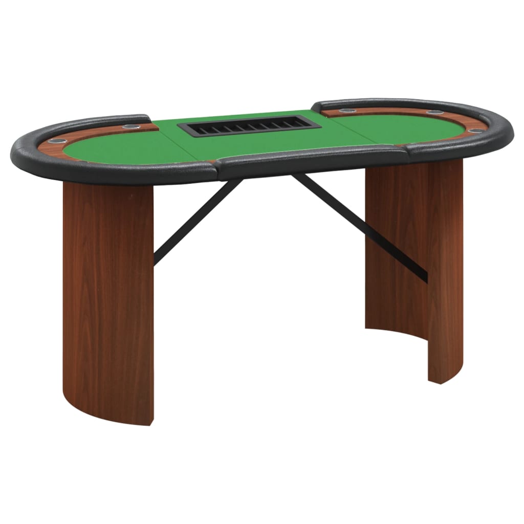 Pokertisch Klappbar 10 Spieler mit Chipablage Grün 160x80x75 cm