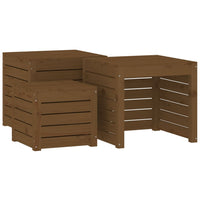 Thumbnail for 3-tlg. Gartenbox-Set Honigbraun Massivholz Kiefer