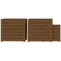 Thumbnail for 3-tlg. Gartenbox-Set Honigbraun Massivholz Kiefer