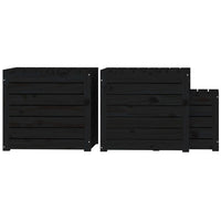 Thumbnail for 3-tlg. Gartenbox-Set Schwarz Massivholz Kiefer