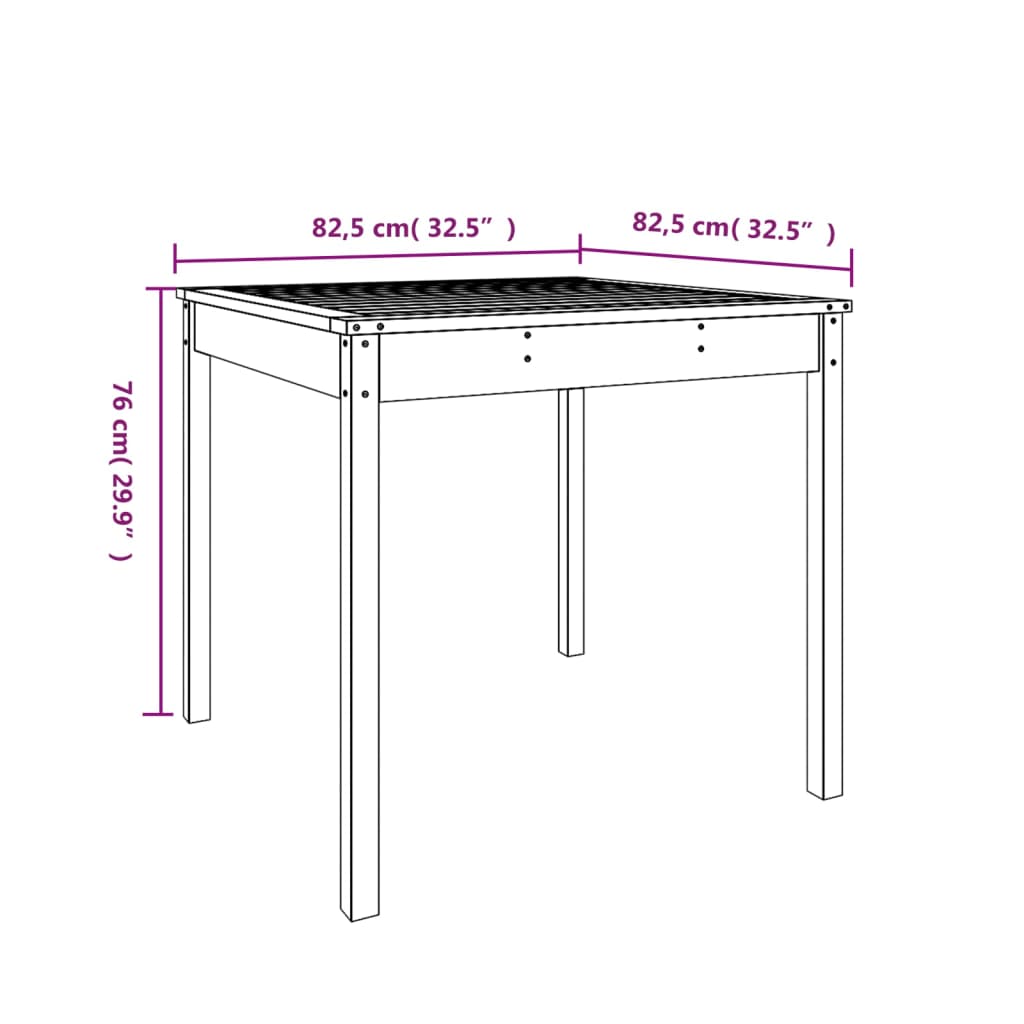 Gartentisch 82,5x82,5x76 cm Massivholz Douglasie