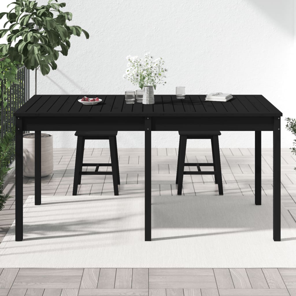 Gartentisch Schwarz 159,5x82,5x76 cm Massivholz Kiefer